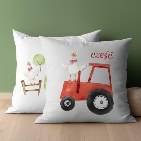 Poszewka bawełniana 40x40 Farma wieś czerwony traktor biała szara dwustronna PSBA 05 A Mayamoo 26 Poszewka bawełniana 40x40 Farma wieś czerwony traktor biała szara dwustronna PSBA 05 A Mayamoo 26