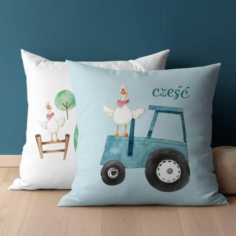 Poszewka bawełniana 40x40 Farma wieś niebieski traktor biała niebieska dwustronna PSBA 05 B Mayamoo 26 Poszewka bawełniana 40x40 Farma wieś niebieski traktor biała niebieska dwustronna PSBA 05 B Mayamoo 26