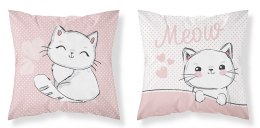 Poszewka bawełniana 40x40 Kot kotek pudrowa różowa w kropki dwustronna PSBA 01 A Mayamoo 26