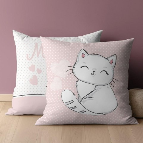 Poszewka bawełniana 40x40 Kot kotek pudrowa różowa w kropki dwustronna PSBA 01 A Mayamoo 26 Poszewka bawełniana 40x40 Kot kotek pudrowa różowa w kropki dwustronna PSBA 01 A Mayamoo 26