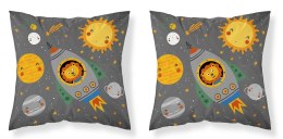 Poszewka bawełniana 40x40 Lew w rakiecie kosmos szara PSBA 18 B Mayamoo 26