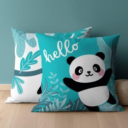 Poszewka bawełniana 40x40 Miś panda hello niebieska dwustronna PSBA 26 B Mayamoo 26