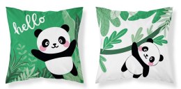 Poszewka bawełniana 40x40 Miś panda hello zielona dwustronna PSBA 26 A Mayamoo 26