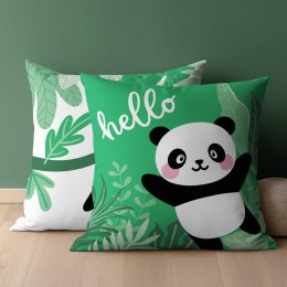 Poszewka bawełniana 40x40 Miś panda hello zielona dwustronna PSBA 26 A Mayamoo 26