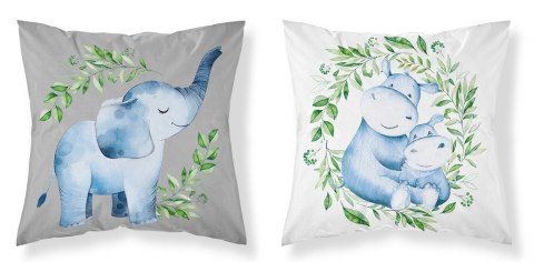 Poszewka bawełniana 40x40 Słoń hipopotamy biała szara dwustronna PSBA 17 A Mayamoo 26 Poszewka bawełniana 40x40 Słoń hipopotamy biała szara dwustronna PSBA 17 A Mayamoo 26