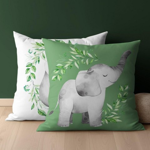Poszewka bawełniana 40x40 Słoń hipopotamy biała zielona dwustronna PSBA 17 B Mayamoo 26 Poszewka bawełniana 40x40 Słoń hipopotamy biała zielona dwustronna PSBA 17 B Mayamoo 26