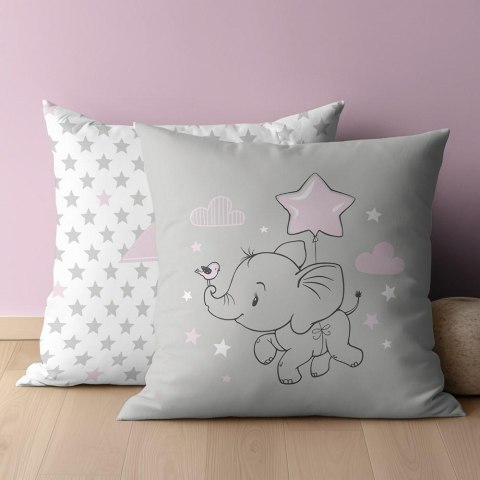 Poszewka bawełniana 40x40 Słonik z balonem gwiazdki pudrowa różowa szara dwustronna PSBA 09 B Mayamoo 26 Poszewka bawełniana 40x40 Słonik z balonem gwiazdki pudrowa różowa szara dwustronna PSBA 09 B Mayamoo 26