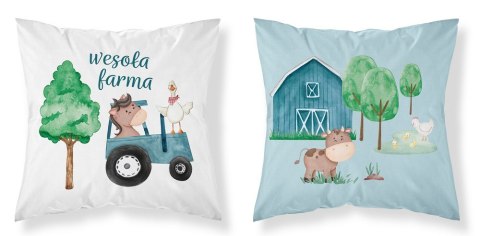 Poszewka bawełniana 40x40 Wesoła farma niebieski traktor biała niebieska dwustronna PSBA 04 B Mayamoo 26 Poszewka bawełniana 40x40 Wesoła farma niebieski traktor biała niebieska dwustronna PSBA 04 B Mayamoo 26