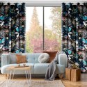 Zasłona 140x270 Alani czarna welwetowa z motywem botanicznym gotowa na przelotkach Z10 Eurofirany Zasłona 140x270 Alani czarna welwetowa z motywem botanicznym gotowa na przelotkach Z10 Eurofirany