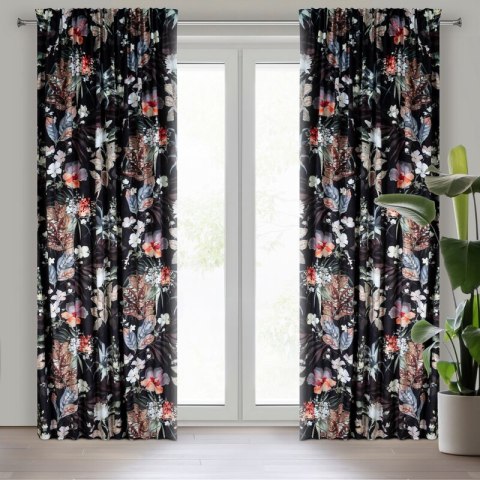 Zasłona 140x270 Alani welwetowa z motywem botanicznym czarna gotowa na taśmie Z10 Eurofirany Zasłona 140x270 Alani welwetowa z motywem botanicznym czarna gotowa na taśmie Z10 Eurofirany