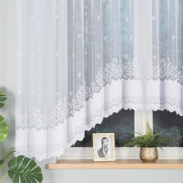 GENOWEFA Firanka żakardowa gotowa, szerokość 450 x wysokość 160cm, kolor 001 biały 023419/FBL/001/450160/1