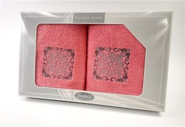 Komplet ręczników w pudełku 2 szt 50x90 70x140 Gift koralowy wzór 4 Frotex