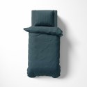 Pościel adamaszkowa 140x200 denim granatowa jednobarwna paski 1 cm Pure Pościel adamaszkowa 140x200 denim granatowa jednobarwna paski 1 cm Pure