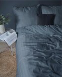 Pościel adamaszkowa 140x200 denim granatowa jednobarwna paski 1 cm Pure Pościel adamaszkowa 140x200 denim granatowa jednobarwna paski 1 cm Pure