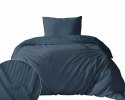 Pościel adamaszkowa 140x200 denim granatowa jednobarwna paski 1 cm Pure Pościel adamaszkowa 140x200 denim granatowa jednobarwna paski 1 cm Pure