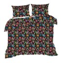 Pościel bawełniana 100x135 1357E czarna motylki kwiatki gwiazdki kolorowe 565P Pościel bawełniana 100x135 1357E czarna motylki kwiatki gwiazdki kolorowe 565P