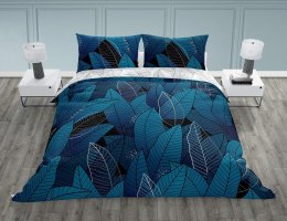 Pościel bawełniana 140x200 Trendy 010 turkusowa liście z jedną poszewką Faro