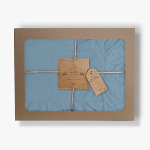 Pościel bawełniana 200x220 niebieska z falbanką jednobarwna w pudełku Stonewashed Blue Pościel bawełniana 200x220 niebieska z falbanką jednobarwna w pudełku Stonewashed Blue