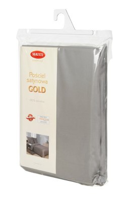 Pościel satynowa 140x200 Gold grafitowa 44 z jaśkiem jednobarwna Matex