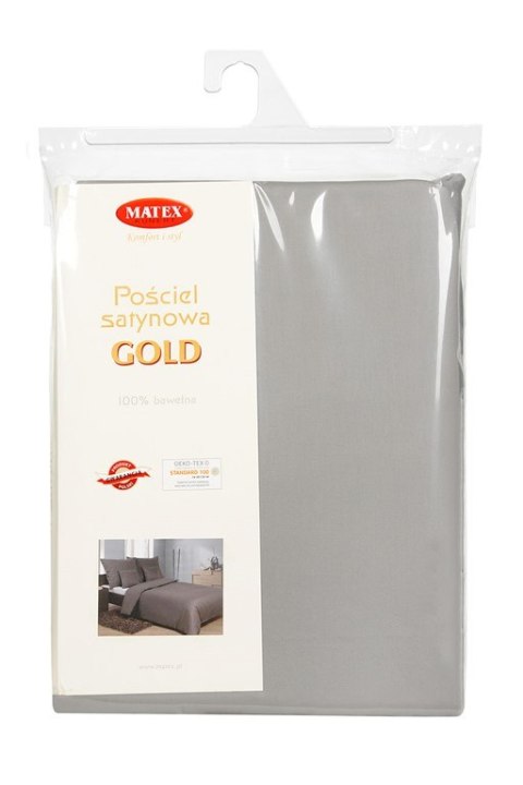 Pościel satynowa 140x200 Gold grafitowa 44 z jaśkiem jednobarwna Matex Pościel satynowa 140x200 Gold grafitowa 44 z jaśkiem jednobarwna Matex