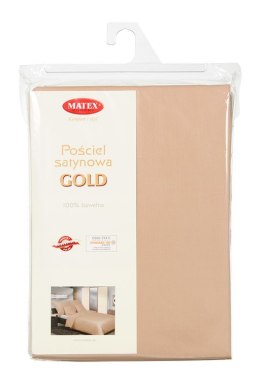 Pościel satynowa 160x200 Gold beżowa 16 z jaśkami jednobarwna Matex