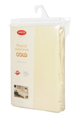 Pościel satynowa 160x200 Gold ekri 02 z jaśkami jednobarwna Matex