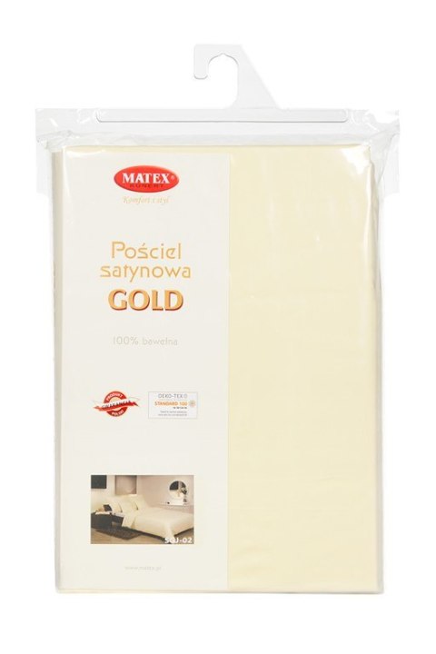 Pościel satynowa 160x200 Gold ekri 02 z jaśkami jednobarwna Matex Pościel satynowa 160x200 Gold ekri 02 z jaśkami jednobarwna Matex
