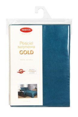 Pościel satynowa 160x200 Gold turkusowa 37 z jaśkami jednobarwna Matex