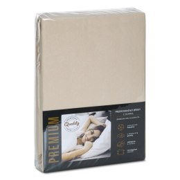 Prześcieradło jersey 4 z gumką 240x220 beżowe na wysoki materac 30 cm 190 g/m2 Eurofirany