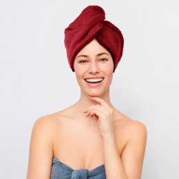 Turban kąpielowy 65x23 czerwony frotte new ręcznik do włosów na głowę