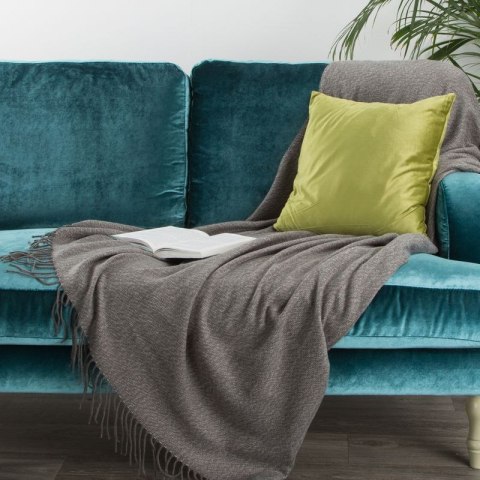 Koc bawełniany akrylowy 130x170 Palermo stalowy Eurofirany Koc bawełniany akrylowy 130x170 Palermo stalowy Eurofirany