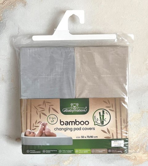 Pokrowiec na przewijak 50x70/80 Bamboo beżowy szary 2 pak bawełniany z gumką Pokrowiec na przewijak 50x70/80 Bamboo beżowy szary 2 pak bawełniany z gumką