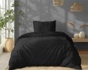 Pościel adamaszkowa 140X200 czarna jednobarwna paski 1 cm Pure Pościel adamaszkowa 140X200 czarna jednobarwna paski 1 cm Pure