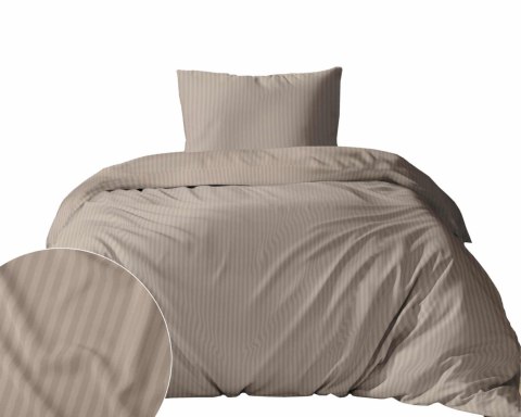 Pościel adamaszkowa 140x200 taupe beżowa ciemna jednobarwna paski 1 cm Pure Pościel adamaszkowa 140x200 taupe beżowa ciemna jednobarwna paski 1 cm Pure