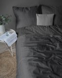 Pościel adamaszkowa 160x200 czarna jednobarwna paski 1 cm Pure Pościel adamaszkowa 160x200 czarna jednobarwna paski 1 cm Pure