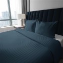 Pościel adamaszkowa 180x200 denim granatowa jednobarwna paski 1 cm Pure Pościel adamaszkowa 180x200 denim granatowa jednobarwna paski 1 cm Pure