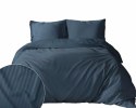 Pościel adamaszkowa 180x200 denim granatowa jednobarwna paski 1 cm Pure Pościel adamaszkowa 180x200 denim granatowa jednobarwna paski 1 cm Pure
