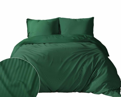 Pościel adamaszkowa 180x200 zielona ciemna jednobarwna paski 1 cm Pure Pościel adamaszkowa 180x200 zielona ciemna jednobarwna paski 1 cm Pure