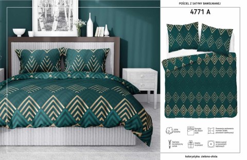 Pościel satynowa 140x200 4771 A zielona złota wzór geometryczny Home Satin 54 Pościel satynowa 140x200 4771 A zielona złota wzór geometryczny Home Satin 54