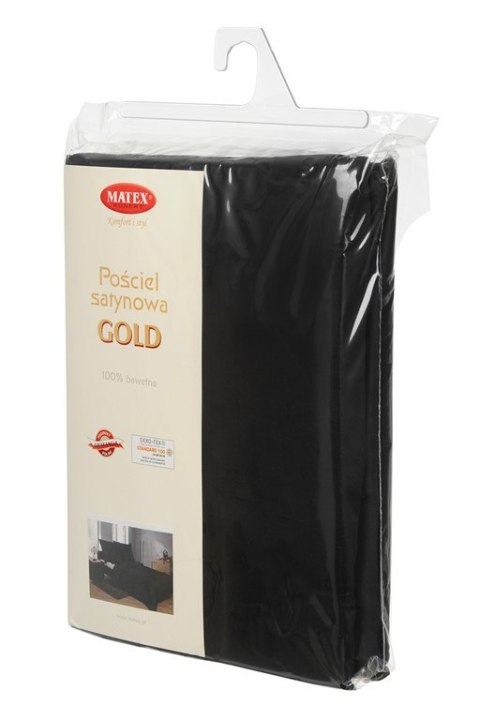 Pościel satynowa 220x200 Gold czarna jednobarwna z jaśkami jednobarwna Matex Pościel satynowa 220x200 Gold czarna jednobarwna z jaśkami jednobarwna Matex