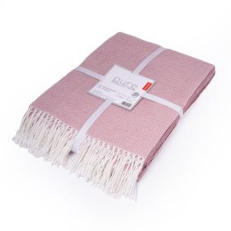 Koc bawełniany akrylowy 150x200 różowy z frędzlami jacquard 126jb