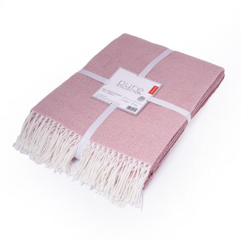 Koc bawełniany akrylowy 150x200 różowy z frędzlami jacquard 126jb Koc bawełniany akrylowy 150x200 różowy z frędzlami jacquard 126jb