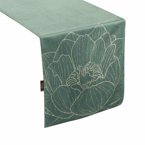 Obrus bieżnik 35x140 Blink 13 miętowy ciemny złoty kwiat welurowy Eurofirany Obrus bieżnik 35x140 Blink 13 miętowy ciemny złoty kwiat welurowy Eurofirany