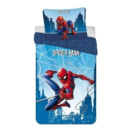 Pościel bawełniana 140x200 Spider-man niebieska poszewka 60x80 JF24