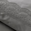 Pościel bawełniana 220x200 Lana 1 szara ciemna z koronką haftowana jednobarwna Premium Eurofirany Pościel bawełniana 220x200 Lana 1 szara ciemna z koronką haftowana jednobarwna Premium Eurofirany