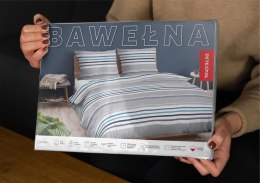 Pościel bawełniana 220x200 Pasy paski szara niebieska 4656 A Bawełna 37