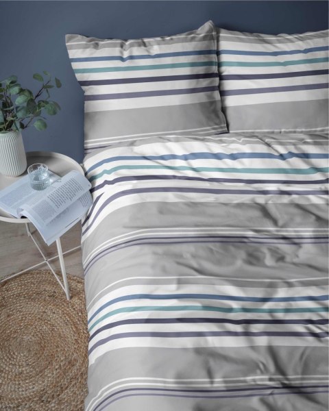 Pościel bawełniana 220x200 Pasy paski szara niebieska 4656 A Bawełna 37 Pościel bawełniana 220x200 Pasy paski szara niebieska 4656 A Bawełna 37