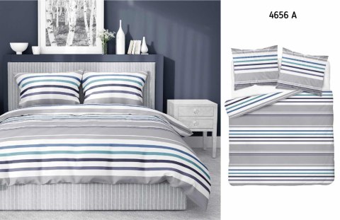 Pościel bawełniana 220x200 Pasy paski szara niebieska 4656 A Bawełna 37 Pościel bawełniana 220x200 Pasy paski szara niebieska 4656 A Bawełna 37