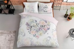 Pościel bawełniana 220x200 You me serce kwiaty biała pudrowa różowa 4409 A Holland Home 45