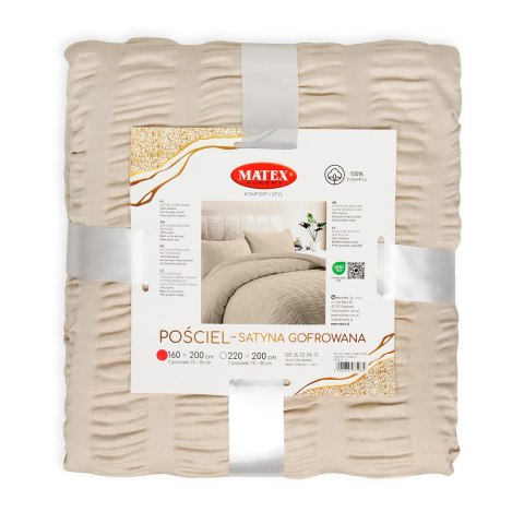 Pościel gofrowana 220x200 beżowa 15 satynowa Matex Pościel gofrowana 220x200 beżowa 15 satynowa Matex